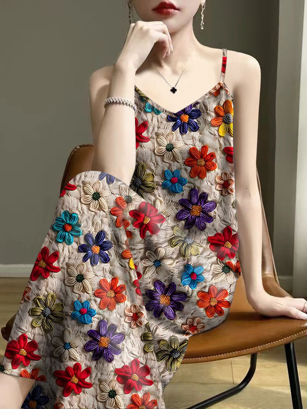 Hot selling age reducing summer printed camisole sleeveless inner and outer vest dress - Image 4