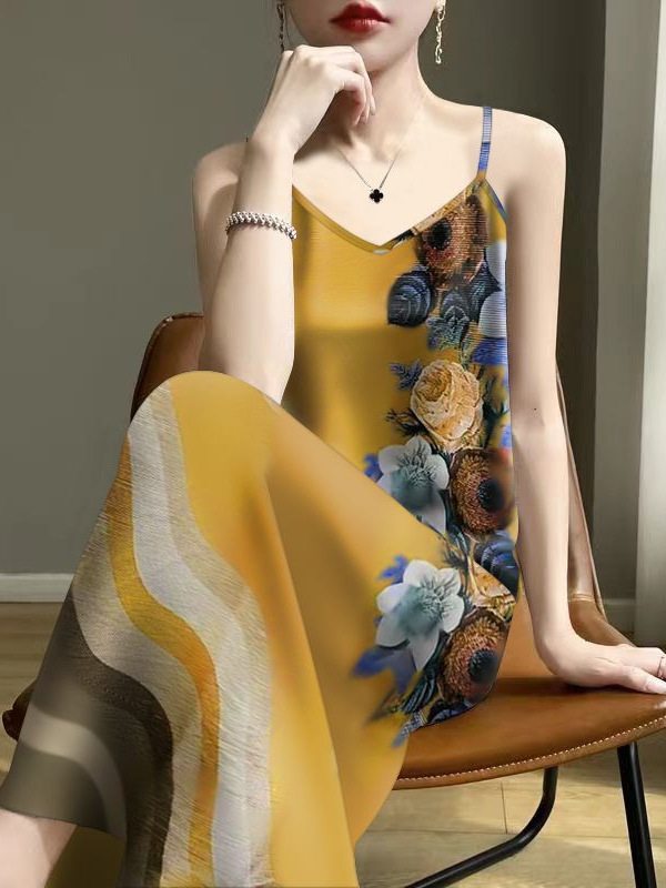 Hot selling age reducing summer printed camisole sleeveless inner and outer vest dress - Image 3
